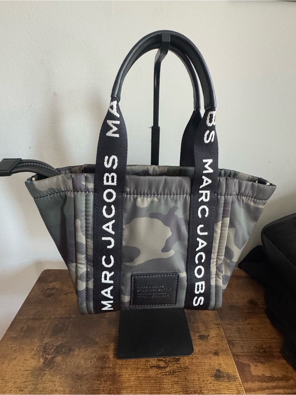 Marc Jacobs Mini Green Camo Nylon Tote with Logo Strap